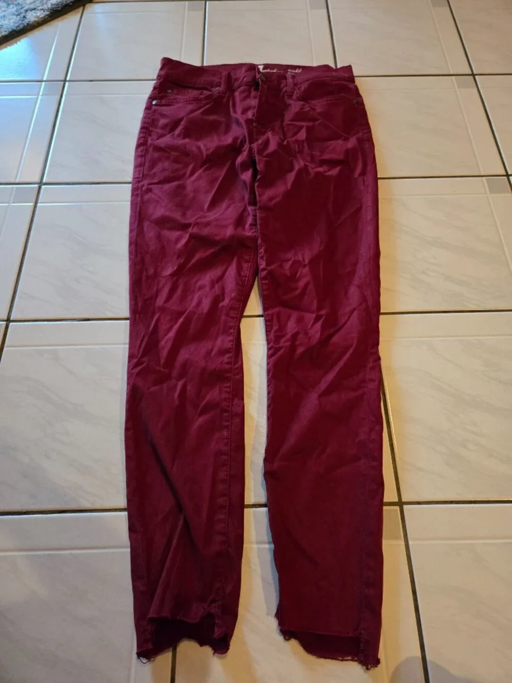 7 For All Mankind Gwenevere Ankle Skinny Jeans Maroon 28